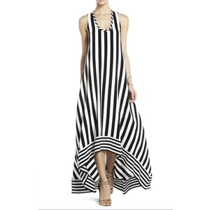 BCBG Maxazria Gia Silk High-Low Striped Dress | 0